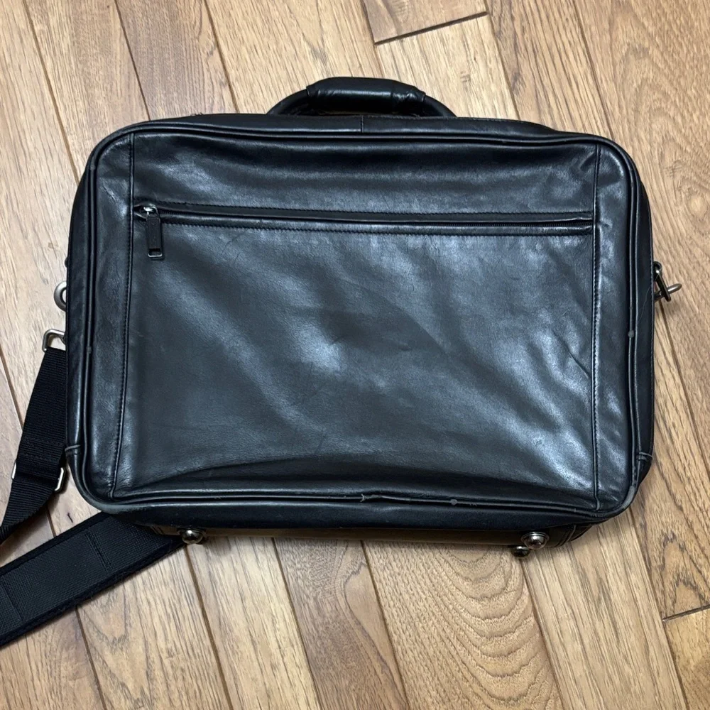 Passport Black Leather Briefcase